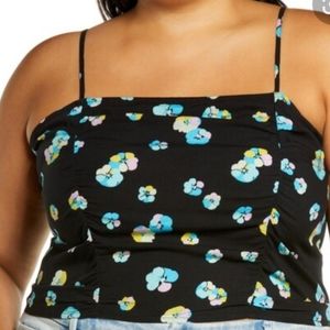 Nordstrom BP black floral crop 2x